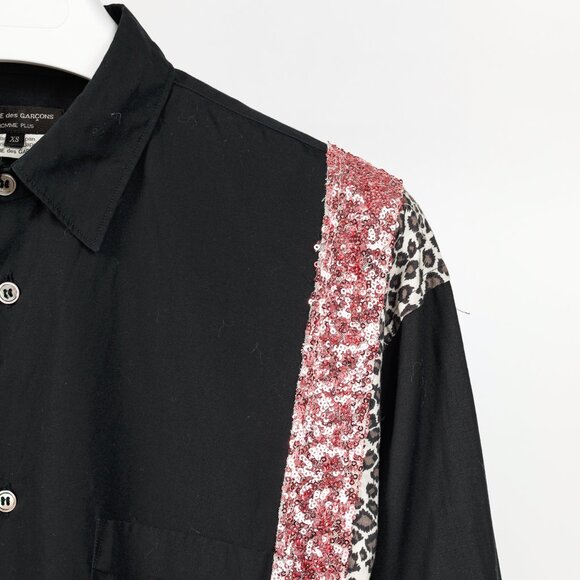Comme des Garcons Homme Plus SS/18 Black Leopard & Sequin-Trim Shirt - Picture 5 of 14